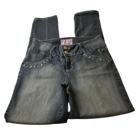 d’ ros Jeans Junior Size 13 Embellished Embroidered Stretch‎ Wide Waist Denim - Picture 1 of 11